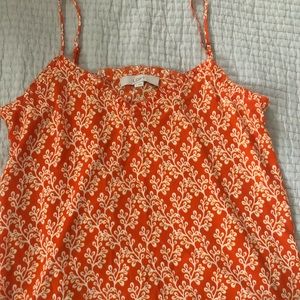 Loft cami with adjustable straps in orange and off white size small